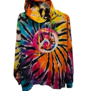 Zuni Tie Dye Peace Sign Hoodie Boho Hippie Sz 2XL